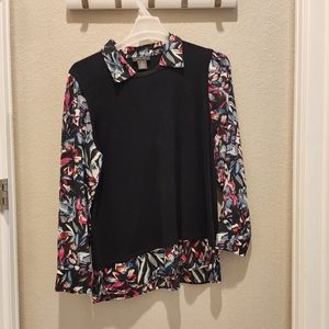 Investments Long Sleeve Floral Print Top Women's XL